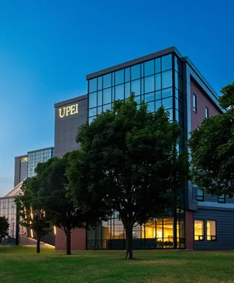 exterior photo of UPEI's Performing Arts Centre and Residence