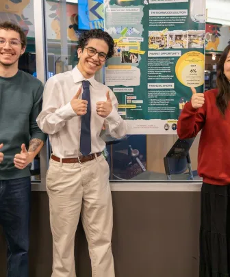 three students in the Catherine Callbeck Centre for Entrpreneurship