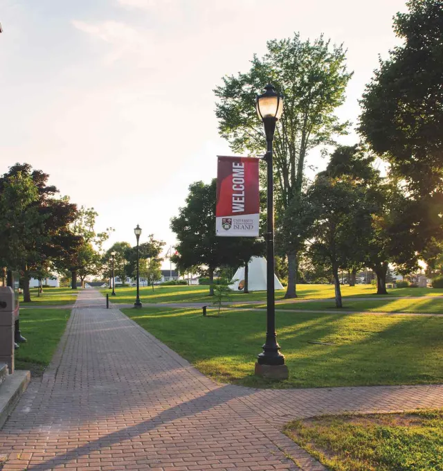 UPEI quad and tipi at sunset
