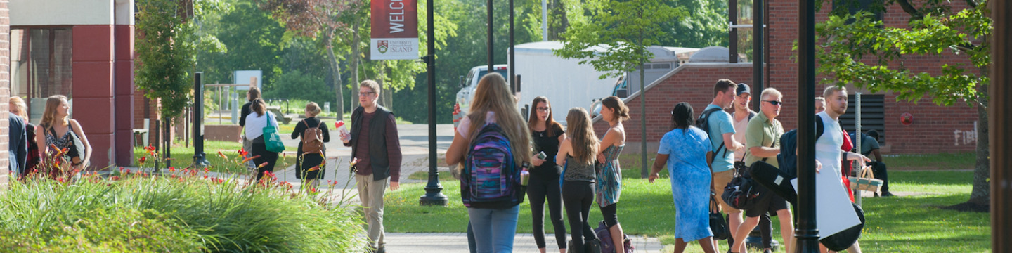 Students walk around the UPEI campus