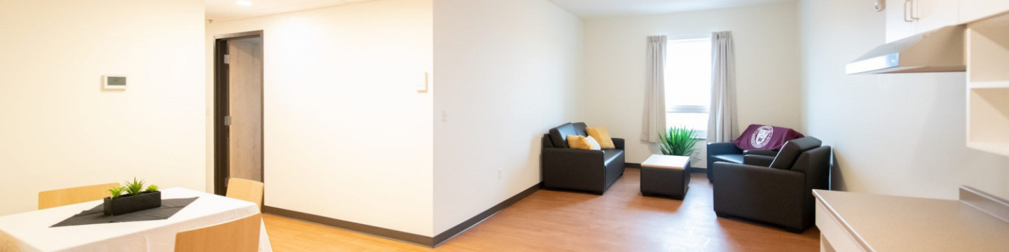 living area in new UPEI residence room