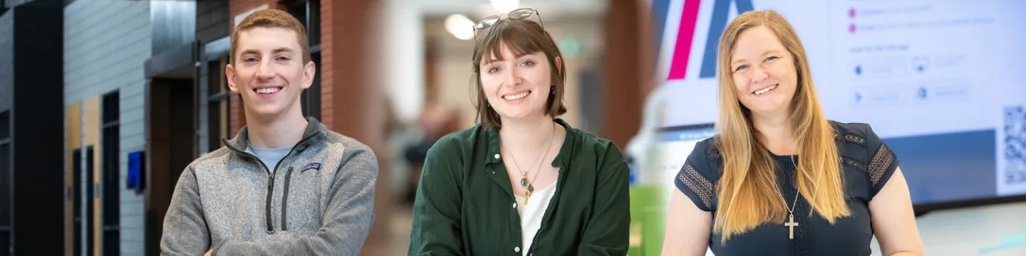 UPEI student Luke McCarvill, UPEI student Berry Genge, and UPEI professor Libby Osgood