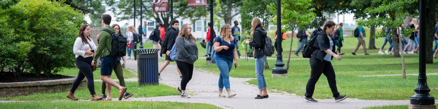 students walking in the UPEI quad