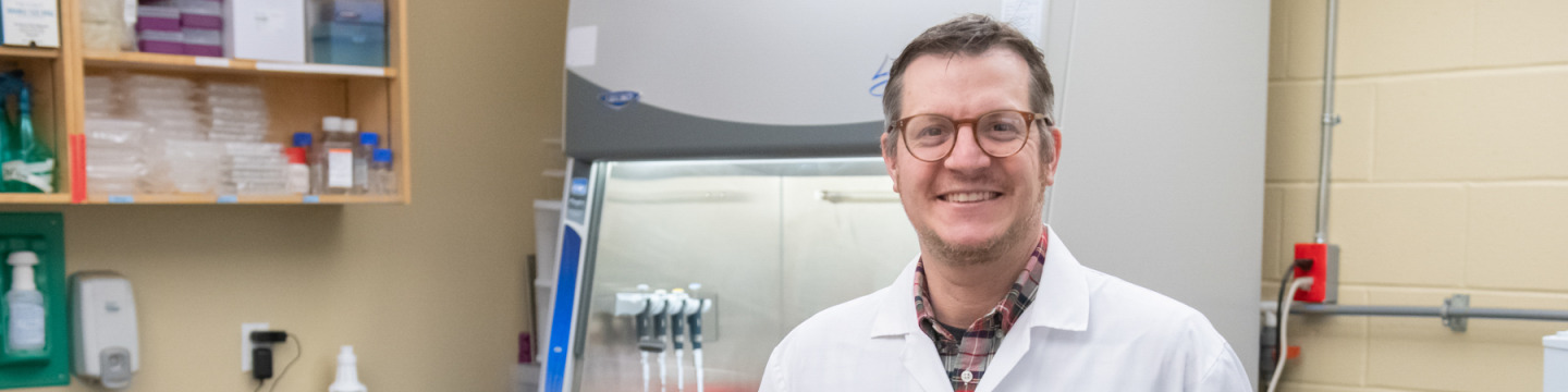 upei professor and researcher patrick murphy in the laboratory