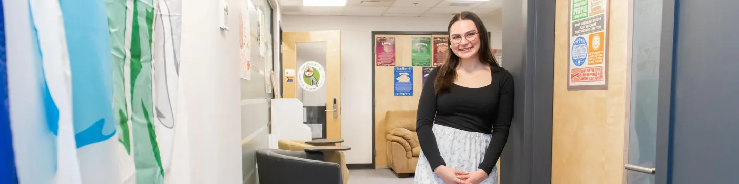 UPEI student Kallie Drummond in the Mawi'omi Indigenous Student Centre