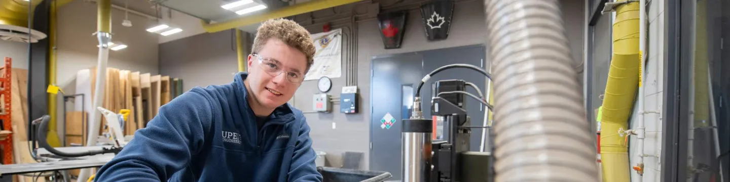 Sustainable Design Engineering student Jimmy Hulton working on a project