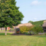 south entrance of Robertson Library in summer