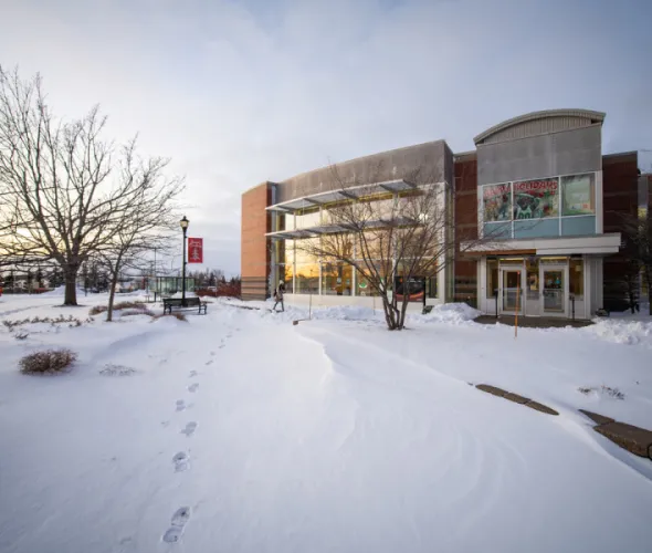 Photo of student centre in winter 