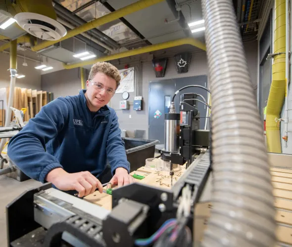 Sustainable Design Engineering student Jimmy Hulton working on a project