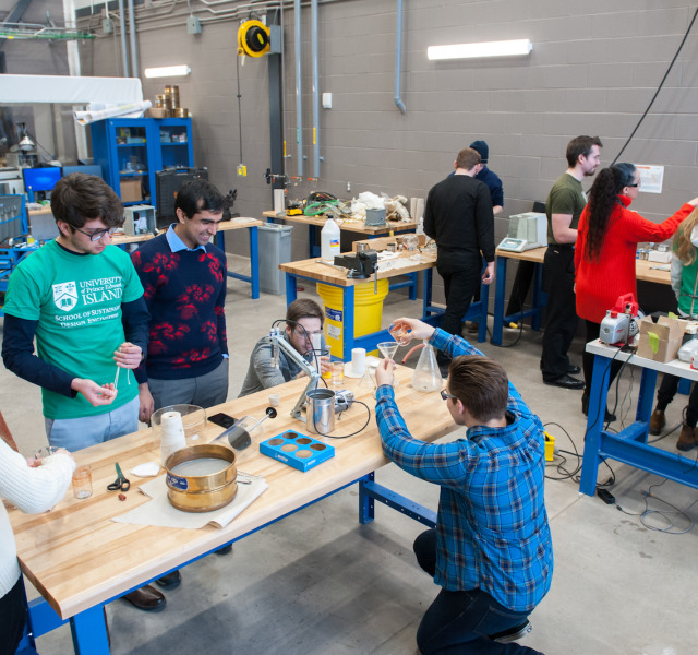 engineering students in the lab